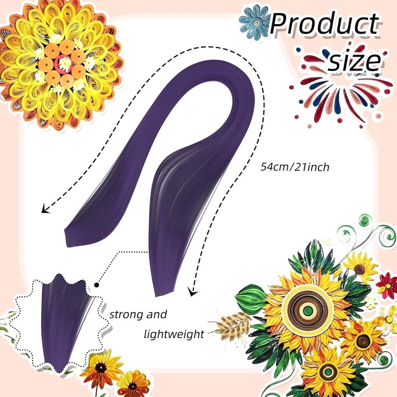 silllule 360Pcs Paper Quilling Strips 3mm (1/8inch) Width 54cm (21inch) Length Strips Quilling Art Paper, Single Color Quilling Strips Paper for Art,Parper Craft Decorating,Paper Hand Craft (Dark Purple) - Image 2